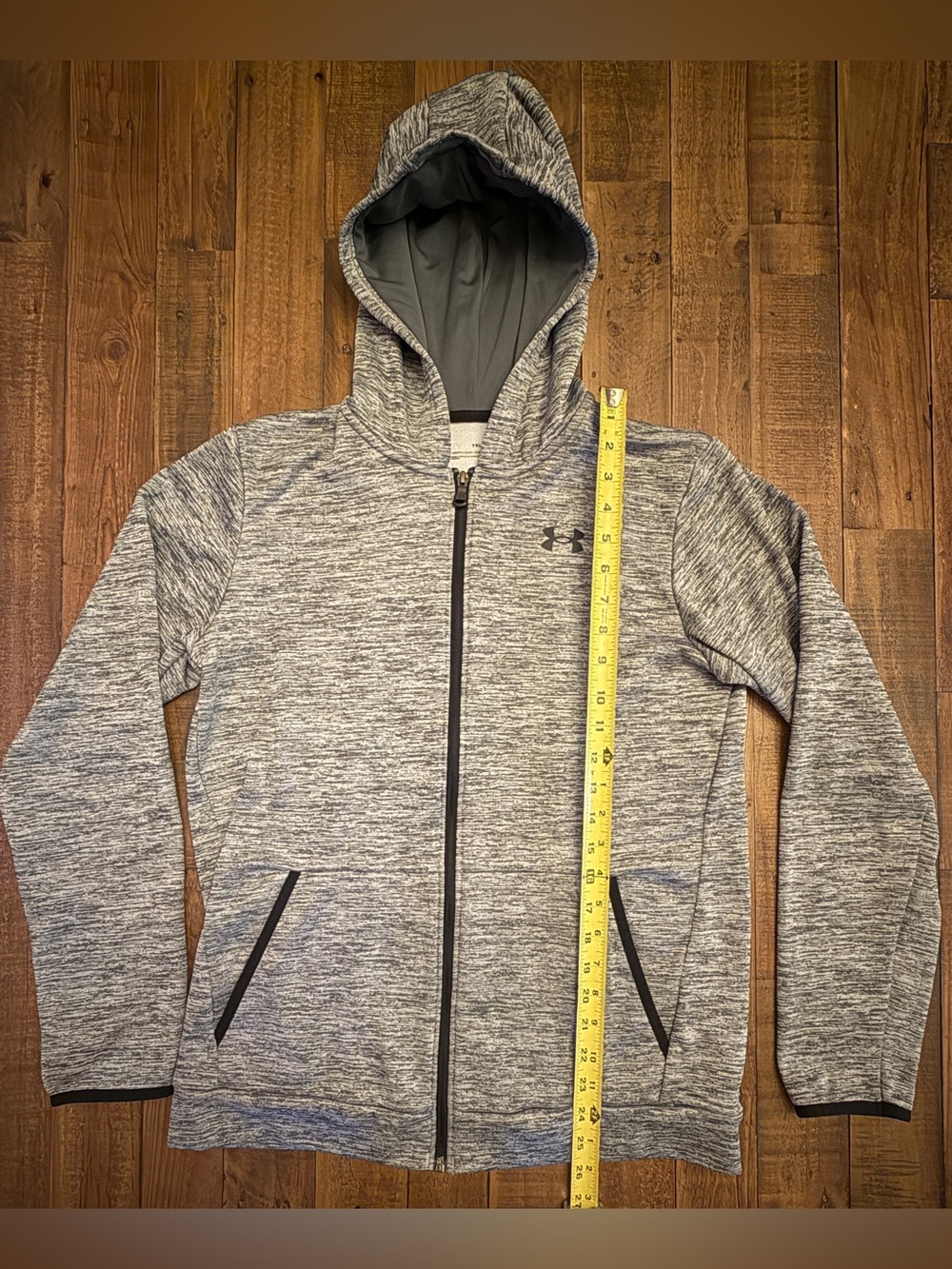 Under Armour Youth Full-Zip Hoodie – Gray Space Dye – Youth XL (Loose Fit) - Picture 4 of 8